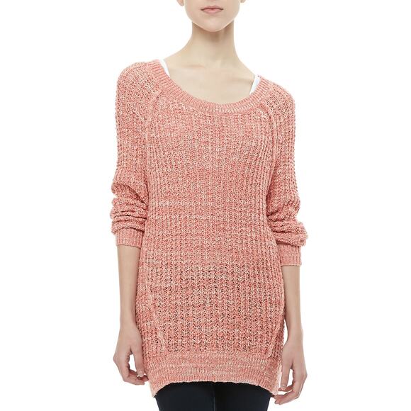 Free People Sweater XS Pink Chunky Marled Knit Long Sleeve Pullover Star Dune - Picture 6 of 11